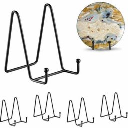Lot de 5 porte-assiettes d'exposition, support de cadre noir en métal pour images, s, supports pour