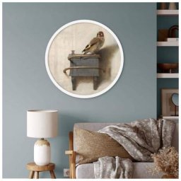 Cadre photo rond en bois pour poster 30cm ø mdf Cadres au bois blanc moderne Rond verre acrylique