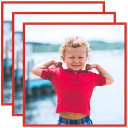 Collage de cadres photo 3 pcs au mur table Rouge 50x50 cm mdf Vidaxl Red