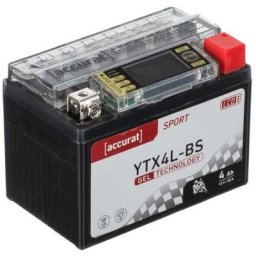Batterie moto YB4L-B 4Ah Gel Accurat 12V 50A 120 x 70 x 92 mm Quad