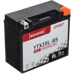 Batterie moto YTX20L-BS 20Ah Gel Accurat 12V 290A 175 x 87 x 155 mm Quad