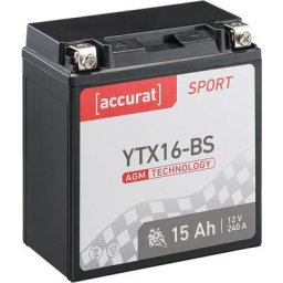 Batterie moto YTX16-BS 15Ah agm Accurat 12V 240A 150 x 87 x 161 mm Quad