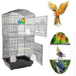 Golden Grande Volière pour Oiseaux Cage en Méta pour Canaries Perroquet Perruches Canaris avec 4
