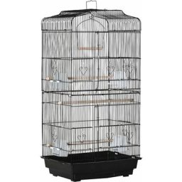 Cage à oiseaux volière avec mangeoires perchoirs plateau amovible dim. 46,5L x 35,5l x 92H cm métal