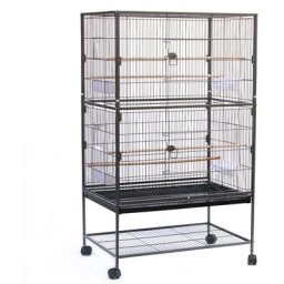 Cage à Oiseau avec Toit Ouvert Volière sur Roulettes pour Canaries  Perroquet Perruches et Calopsitte 59