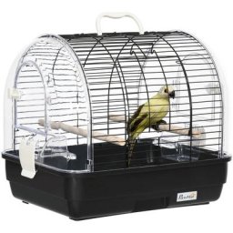 Cage à oiseaux portable 2 mangeoires 2 perchoirs 3 portes plateau excrément amovible poignée