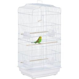 Cage à oiseaux volière avec mangeoires perchoirs plateau amovible 2 portes dim. 46,5L x 35,5l x 92H