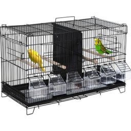 Cage à oiseaux dim. 59,5L x 29,8I x 35,3H cm mangeoires perchoirs 4 portes plateau excrément