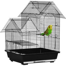 Cage à oiseaux design maison mangeoires perchoirs balançoire 2 portes plateau excrément amovible +
