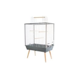 Cage surélevée Néo Jili pour oiseaux - l 78 x p 47,5 x h 112 cm - Gris - Zolux