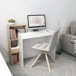 Bureau d'Ordinateur, Bureau Informatique, Table de Travail, Avec étagères, Etagère de Rangement, en