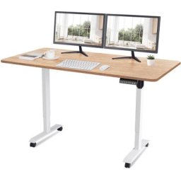 Devoko - 160CM Bureau debout réglable en hauteur avec moteur électrique, bureau d'ordinateur,