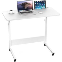Tonghua - Table Roulante de Lit Canapé avec 4 roulettes Verrouillables Hauteur Réglable 80X40cm