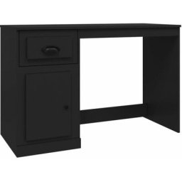 Bureau avec tiroir noir 115x50x75 cm bois d'ingénierie Vidaxl Black