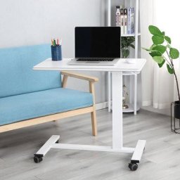 Table de Lit à Roulettes, Large Table Roulante Réglable en Hauteur de 76 à 108 cm, Table pour Lit