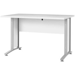 Prisme Bureau, blanc et acier, gris argenté. - Blanc