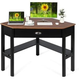 Bureau d'Angle Informatique Contemporain pour pc / Ordinateur Poste de Travaile avec Etagères et