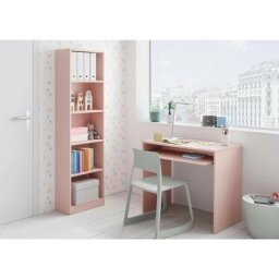 Dmora - Bureau Dayton, Bureau avec étagère, Table d'étude de support pc pour bureau ou chambre,