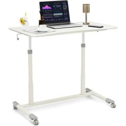 Bureau Assis-Debout à Roulette/Table d'Ordinateur avec Hauteur Ajustable Design Morderne