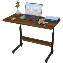 80x40cmTable d'ordinateur Portable réglable en Hauteur avec roulettes pivotantes 80x40cm Bureau