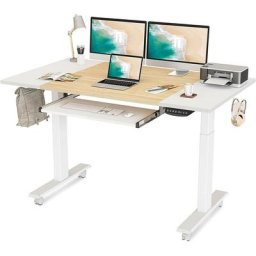 Bureau Assis Debout Électrique à 2 Moteurs - 160*60 cm Bureau Table Réglable en Hauteur avec