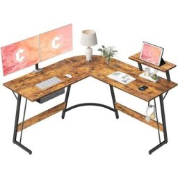 Bureau d'Angle Gamer Gaming Informatique - 130*130 cm Table en Forme l avec Support d'écran,