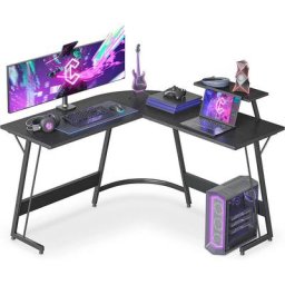 Bureau d'angle Gamer Gaming Informatique - 130*130cm Table Forme l Bureau Angle avec Petit Support