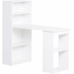 Bureau informatique 120L x 55l x 120H cm bibliothèque adjacente multi-rangements blanc - Blanc