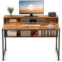 Bureau Gaming Informatique - 120*60*75cm Bureau Table Gamer Stable Barre avec Livre Etagère