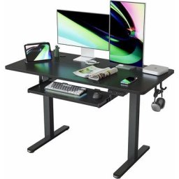 Bureau Assis Debout Électrique avec Plateau Clavier - 120*60cm Bureau Table Debout Réglable en