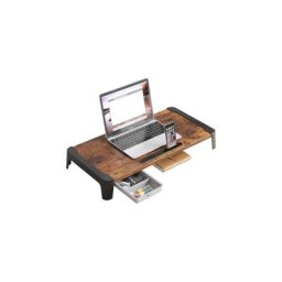 Support d'écran d'ordinateur de Support de Moniteur de Bois avec 1 Tiroirs 60249CM marron
