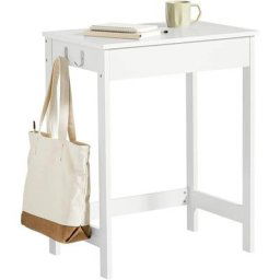 Sobuy - Table Bureau informatique Secrétaire avec 1 tiroir et 2 crochets ® FWT43-W