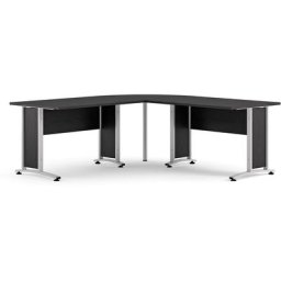 Prisme Bureau a, finition frêne noir et acier gris argenté.
