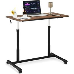 COSTWAY Bureau Assis-Debout à Roulette/Table d'Ordinateur avec Hauteur Ajustable Design Morderne