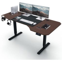 Devoko - Bureau en l de 160CM, réglable en hauteur, avec support pour écouteurs, Marron