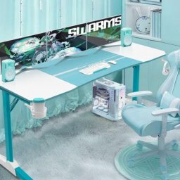 Devoko - Bureau Gaiming Bureau Gamer Informatique Table avec Porte-Boisson et Porte-Casque,160 cm