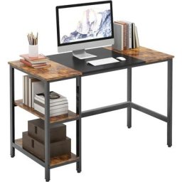 Bureau 120CM avec étagère de rangement à 2 niveaux, bureau d'ordinateur avec panneau d'épissage,