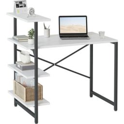 Petit Bureau d'ordinateur Informatique 100*50 cm - pc Gaming Table Stable avec Etagères 3 Niveaux,