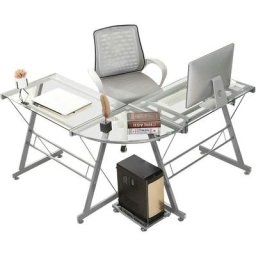 Bureau d'angle Bureau Informatique Bureau en Verre en Forme de l avec Le Plateau du Clavier