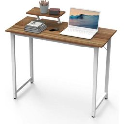 Tonghua - Bureau droit Gamer avec Surface en Bois mdf et Support d'écran étagère,100X50X75cm,