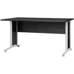 Prisme Bureau c, aspect frêne noir et acier gris argenté. - Noir