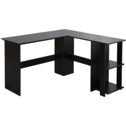Table d'angle en forme de l, table de jeu, bureau d'ordinateur avec 2 étagères, pour les jeux et le