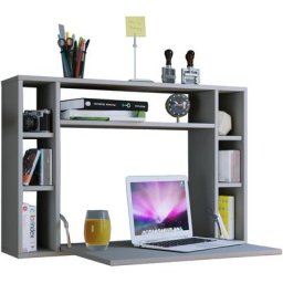 Ebuy24 - Wandila Bureau mural pour ordinateur portable, 7 compartiments, gris. - Grise
