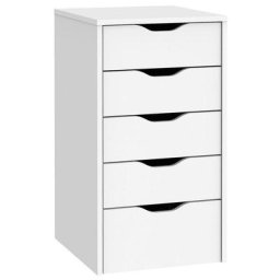 EKO Commode Couleur Blanche 5 tiroirs Bureau Buck Office Study Style Moderne Meubles 71x40x43 cm