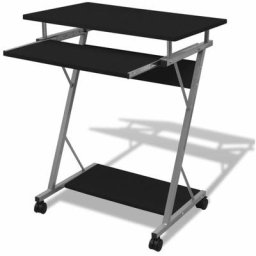 Bureau d'ordinateur compact avec plateau à clavier Noir Vidaxl Noir