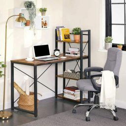 Bureau Informatique, Table d'ordinateur, Longueur 120 cm, avec étagères à Gauche ou à Droite,