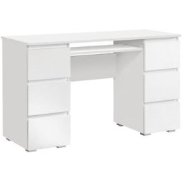 Cubi - Bureau droit 6 tiroirs + support clavier - Dimensions 130x50x77.7cm - Bureau pour ordinateur