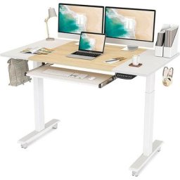 Bureau Assis Debout Électrique à 2 Moteurs - 140*60 cm Bureau Table Réglable en Hauteur avec