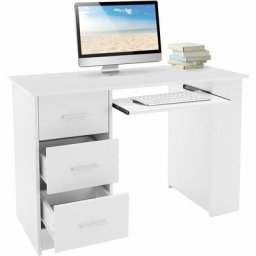 Bureau avec 3 étagères de rangement bureau pour pc blanc système 2 en 1 moderne