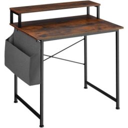 Table de bureau avec étagère de rangement et poche en tissu - table de bureau avec étagère, bureau